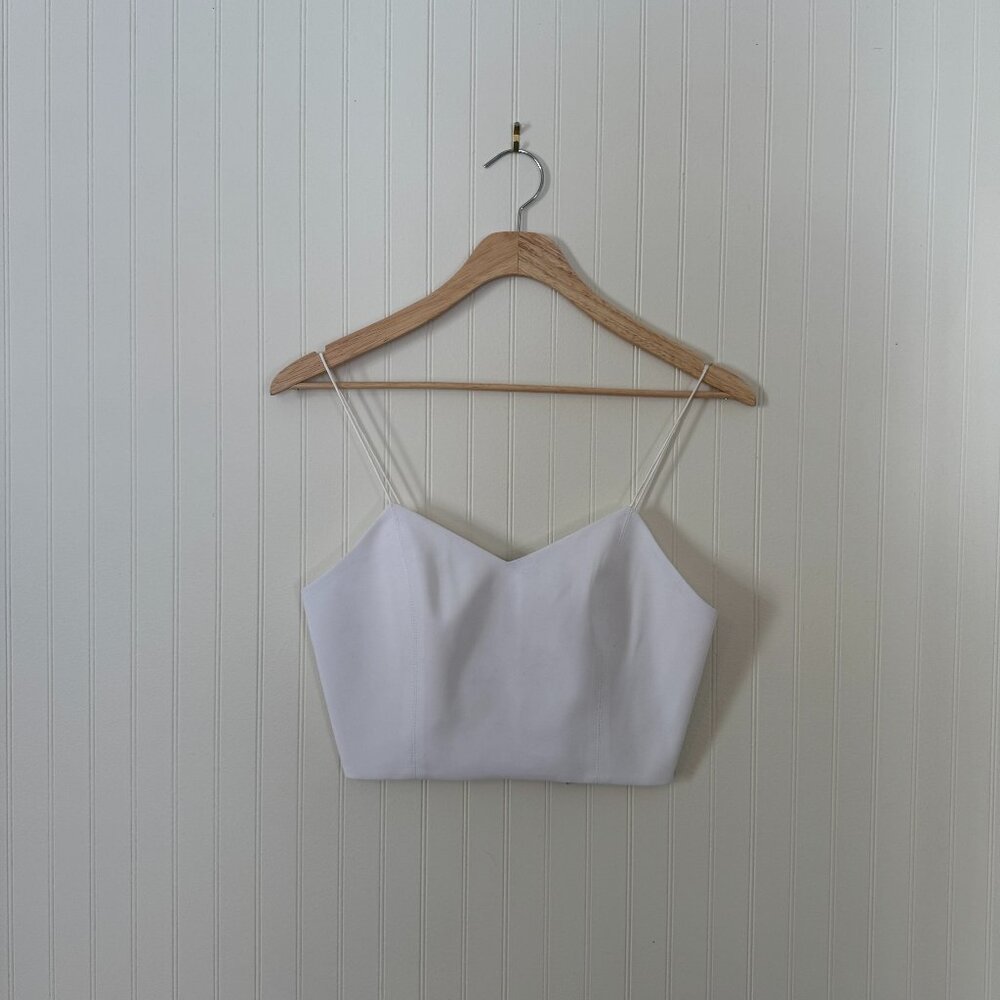 Alice + Olivia White Crop Tank Top Small NWT Zip Back